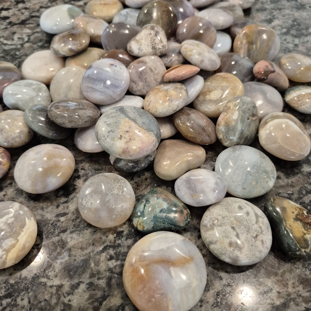 Set Of 10 Natural Quartz Jasper Polished Hearts New - Picture 8 of 9